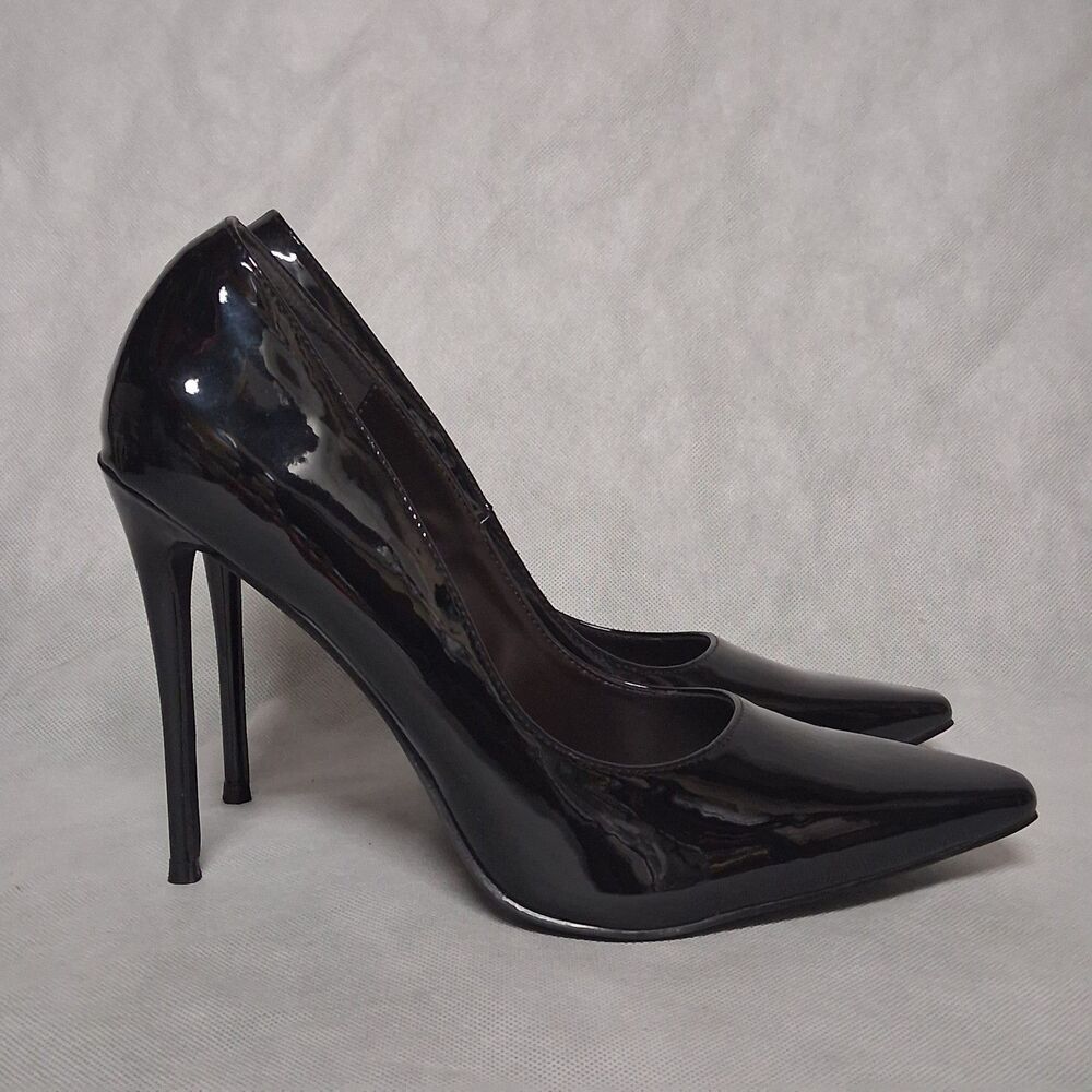 Elisabet Lang Black Patent Leather 5" Stiletto High Heels Women's 10.5 (11)